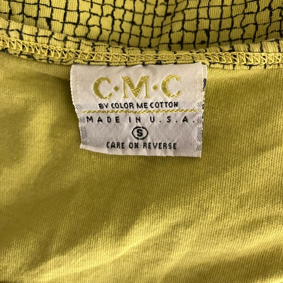 CMC by Color Me Cotton Chartreuse Grid Tunic Top - Picture 3 of 4